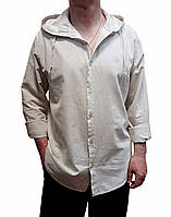 Мужская рубашка с капюшоном лён+хлопок