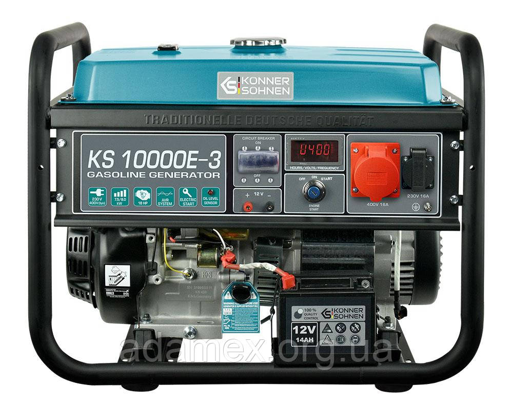 Трехфазный бензиновый генератор Konner & Sohnen KS 10000E-3 (8 кВт, 3ф~)