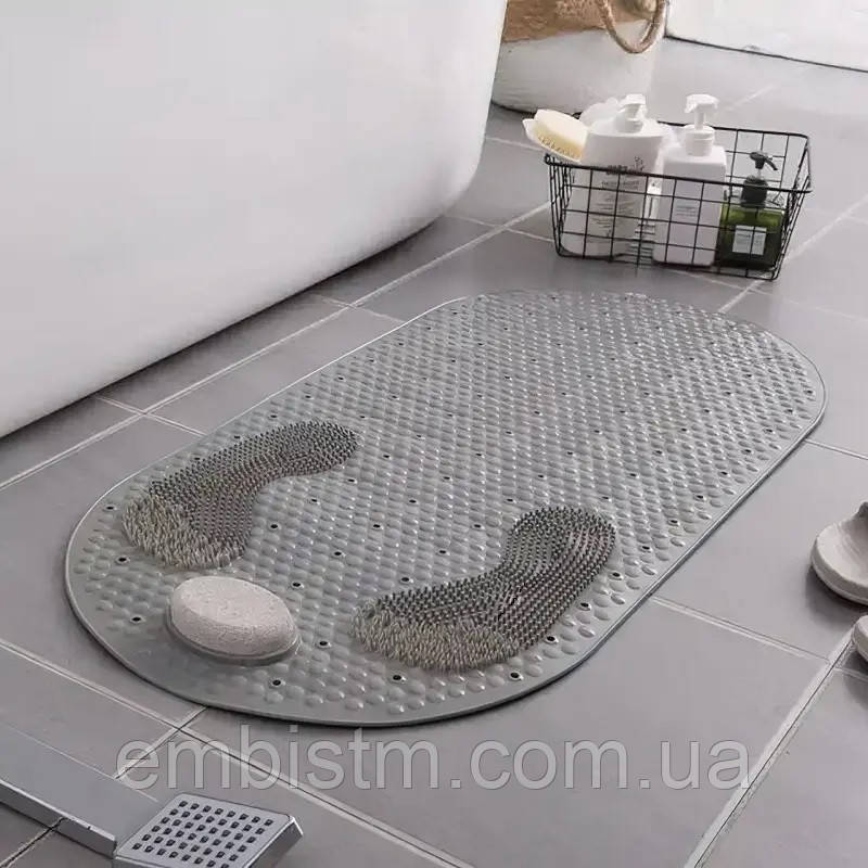 Нековзний килимок для ванної кімнати або душовий 80х40 см зі шліфувальним каменем і масажним ефектом