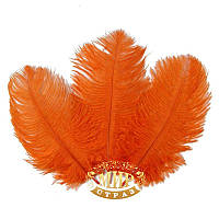 Перо страуса, цвет оранжевый, размер 15-20cм*1шт