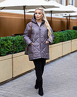 Женская теплая курточка цвет серый р.54/56 445281
