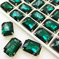 Пришивные стразы в цапах. 8х10мм. Цвет Green Zircon