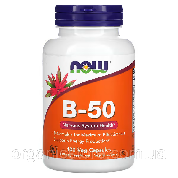 B-50, NOW Foods, комплекс вітамінів групи В, 100 рослинних капсул