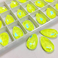 Пришивные капли стекло Lux, цвет Neon Yellow Delite, 11x18мм*1шт