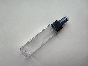 100 мл/24мм флакон КУБ ПЕТ прозорий з чорним спреєм 24 мм, пляшка пластикова, тестер, атомайзер, фото 2