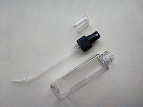 100 мл/24мм флакон КУБ ПЕТ прозорий з чорним спреєм 24 мм, пляшка пластикова, тестер, атомайзер, фото 3