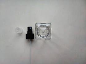 100 мл/24мм флакон КУБ ПЕТ прозорий з чорним спреєм 24 мм, пляшка пластикова, тестер, атомайзер, фото 4