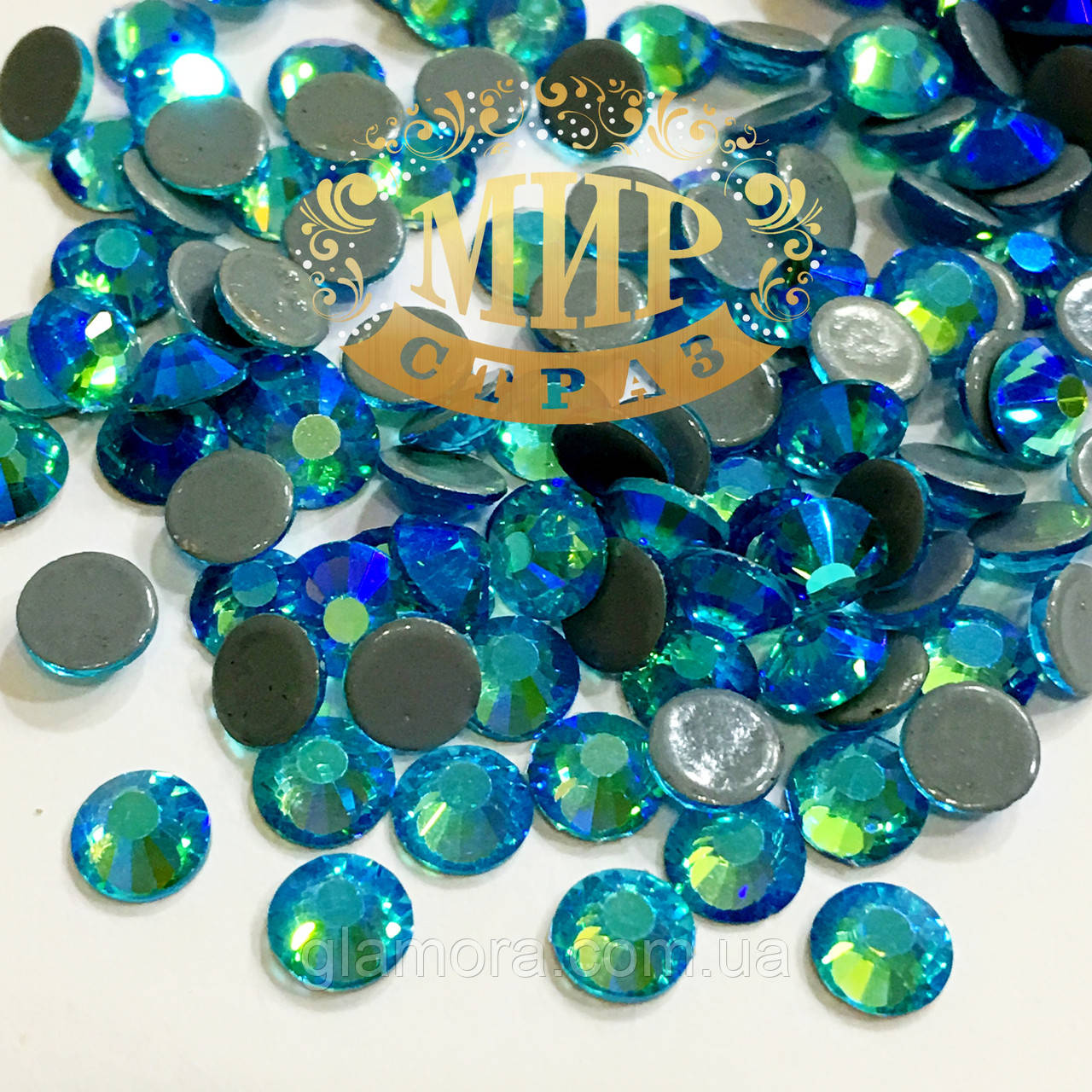 Стрази ДМС Преміум Hotfix, Aquamarine AB, ss20 (5mm), 100 шт.