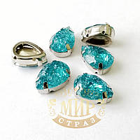 Cтразы в цапах, Капля, цвет Frosted Blue Zircon, (выбрать размер), 1шт