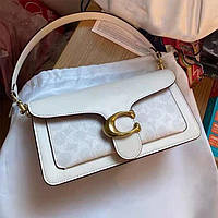 Сумка Coach Tabby 26 shoulder white из натуральной кожи, Сумка Coach Tabby 26 белого цвета в орнамент