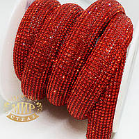 Стразовый полушнур, цвет Red (ширина 13мм) 1м