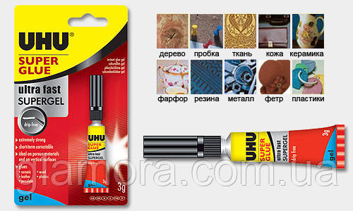 Секундний клей-гель для UHU Super Glue Gel 3g