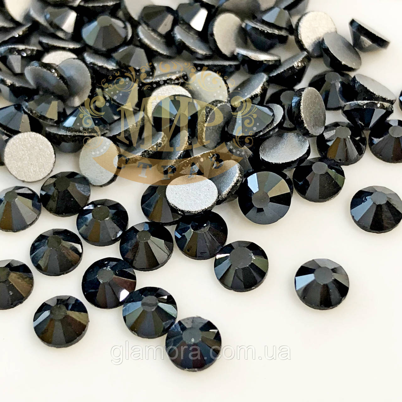 Стрази DMC Premium, колір Jet Hematite, ss16 (4 мм), 100 шт.