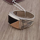 Срібний перстень з золотом для чоловіка. Чоловічі кольца печатки 925. 20 розмір, фото 8