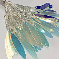 Стеклярусные нити с овальной пайеткой , цвет Transparent, длинна 8см (10штук)