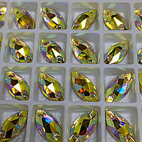 Пришивные лодочки стекло Lux, цвет Citrine AB, 6x12мм, 1шт