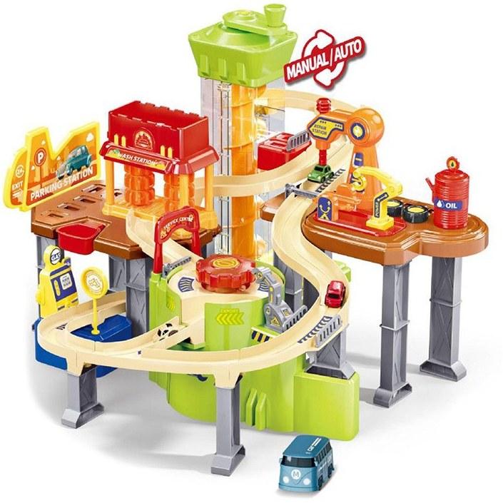 Парковка трек механічна Діно парк (4 машинки, рухомі деталі, ліфт, 52х49х36) JP 588-3