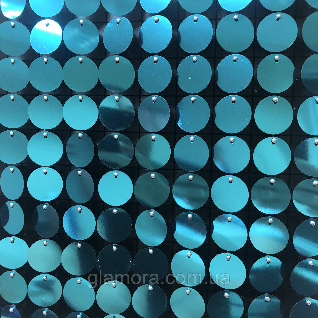 Круглі паєтки 30 мм, на чорному планшеті, колір Aqua, 1 шт.