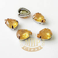 Опаловые капли 10x14, в улучшенных серебряных цапах, Lt Peach Opal, 1шт