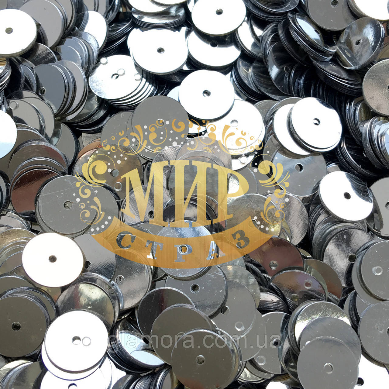 Паєтки Silver 6 мм. Упаковка 10 гр