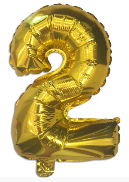 Фольгована кулька цифра "2" золота 32" (80см) 1шт.