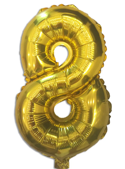 Фольгована кулька цифра "8" золота 32" (80см) 1шт.