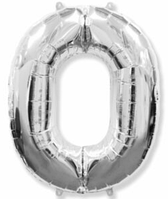 Фольгована кулька цифра "0" срібна 32" (80см) 1шт.