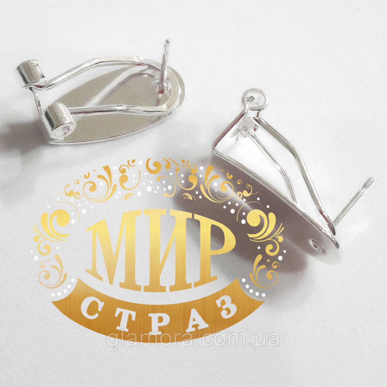 Металева швенза-кліпса для сережок із плоскою основою Silver 9*20 мм, 1пара