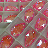 Пришивные капли стекло Lux, цвет Neon Rose Delight, 17x28мм, 1шт