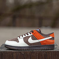 Мужские кроссовки Nike SB Dunk Velvet Brown and Rugged Orange (коричневые) демисезонные кроссовки 1604 Найк