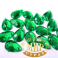 Пришивные акриловые камни, 8х13мм, форма Капля, цвет Green Zircon, 1шт