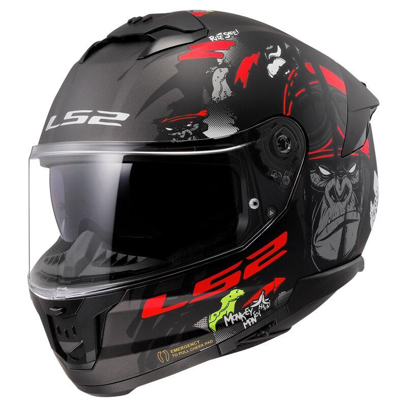 МОТОШОЛОМ ЗАКРИТИЙ LS2 FF808 STREAM II ANGRY MONKEY КОЛІР MATT BLACK RED