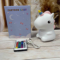 Детский силиконовый ночник ,Единорог Dream Lites RGB-Unicorn аккумуляторный 16 цветов подсветки
