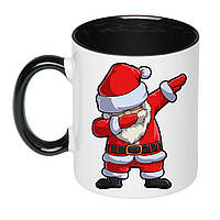 Чашка с принтом "Дед мороз деб" / Кружка новогодняя с Сантой 330мл (цвет чёрный) (16608)