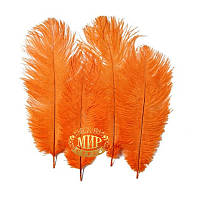 Оранжевое перо страуса, размер 40-45см*1шт