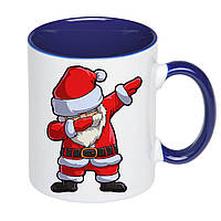 Чашка с принтом "Дед мороз деб" / Кружка новогодняя с Сантой 330мл (цвет синий) (16608)