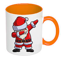 Чашка с принтом "Дед мороз деб" / Кружка новогодняя с Сантой 330мл (цвет оранжевый) (16608)