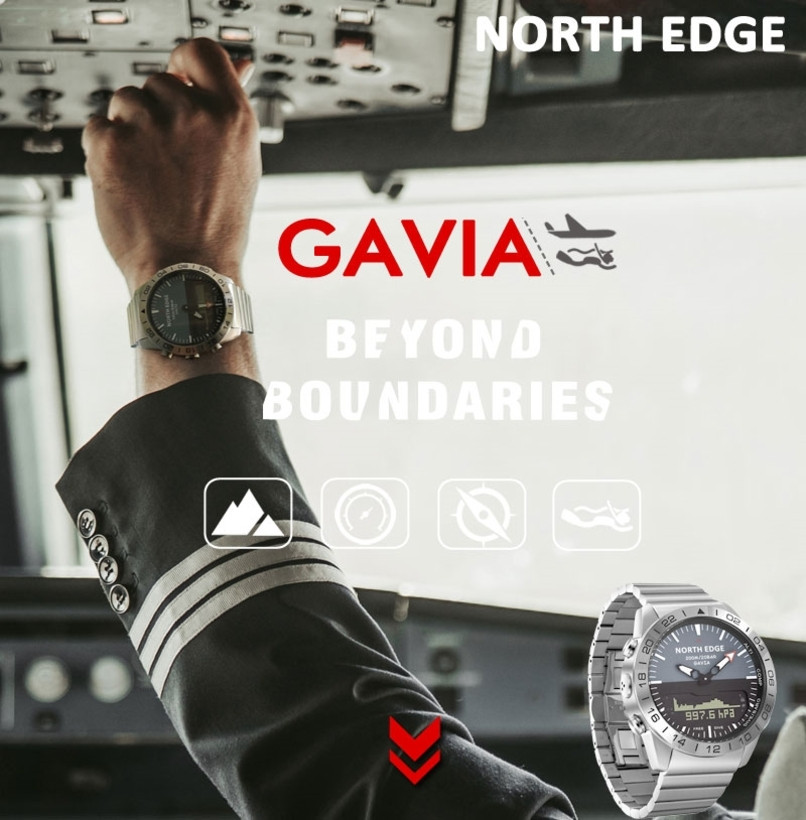 Тактичний годинник North Edge Gavia 2 20BAR, з компасом, для плавання, педометр, альтиметр, барометр D C