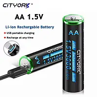 Акумулятор AA Cityork 1.5v 3000mwh USB AA lithium Battery, литий-ионный USB аккумулятор