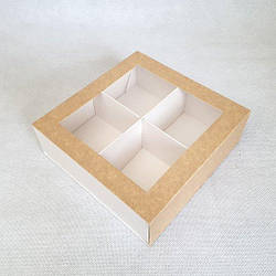 Коробка-пенал універсальна для цукерок, печива, зефіру, мілований картон, Крафт