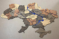 3D карта Украины многослойная деревянная для интерьера Warm 90х60 см
