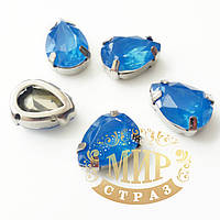 Опаловые капли 10x14, в улучшенных серебряных цапах, Цвет Sapphire Opal