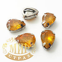 Опаловые капли 10x14, в улучшенных серебряных цапах, Цвет Topaz Opal