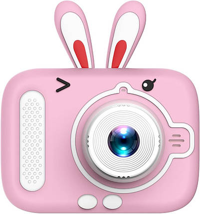 Дитячий фотоапарат X900 Rabbit цифровий із селфі-камерою іграми флешкою зайчик із вушками Рожевий, фото 2