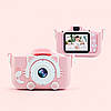 Дитячий фотоапарат ET015 Cat цифровий із селфі камерою іграми флешкою чохлом котик із вушками Рожевий, фото 5