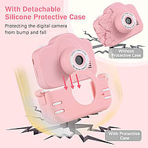 Дитячий фотоапарат A3S цифровий із селфі камерою іграми флешкою чохлом котиком Рожевий, фото 3