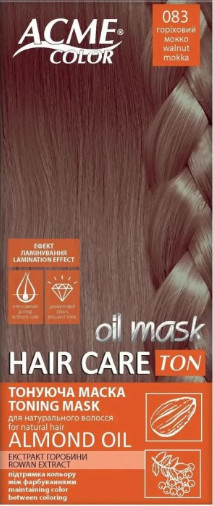 Тонкувальна маска для волосся Acme Color Hair Care Ton Oil Mask 083 Горіховий Мокко (4823115501837), фото 1