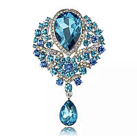 Брошь восточная, цвет Blue Zircon, 84х56 мм, 1шт