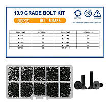 Гвинти з потайною головкою М2, М2.5 Набір 500 шт ISO 10642 10.9 Spec (SP-0674501)