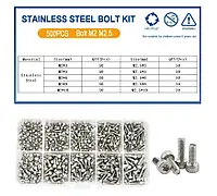 Гвинти М2;М2.5 DIN912 Нержавійка Набір 500 шт Головка під Шестигранник Spec (SP-0674506)